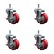 Service Caster 4'' Red Poly Swivel 7/16'' Grip Ring Stem Caster Set with Brake, 4PK SCC-GR20S414-PPUB-RED-TLB-716138-4 - alternate 1